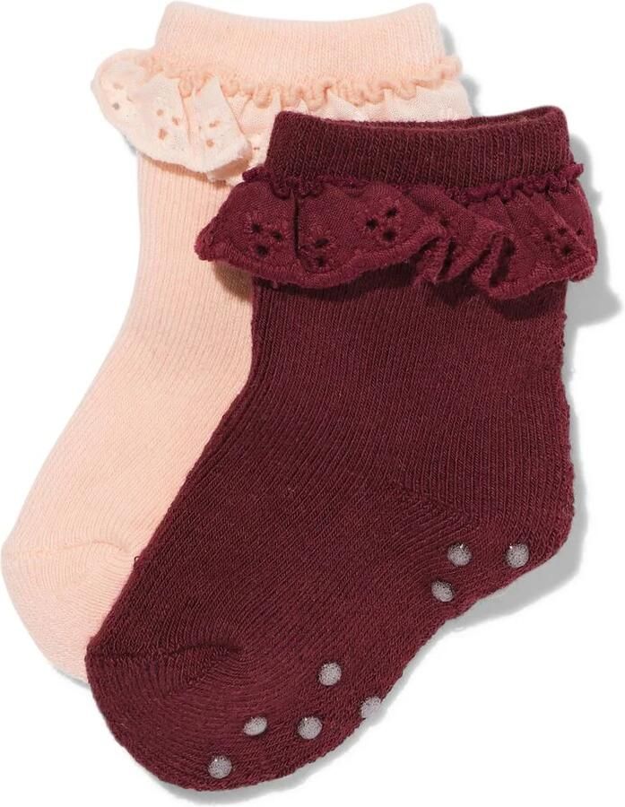 HEMA Babysokken Badstof Kant 2 Paar Bordeauxrood (bordeauxrood)