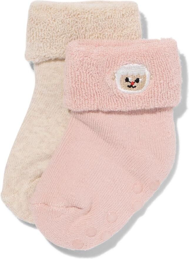 HEMA Babysokken Badstof Schapen 2 Paar Oudroze (oudroze)