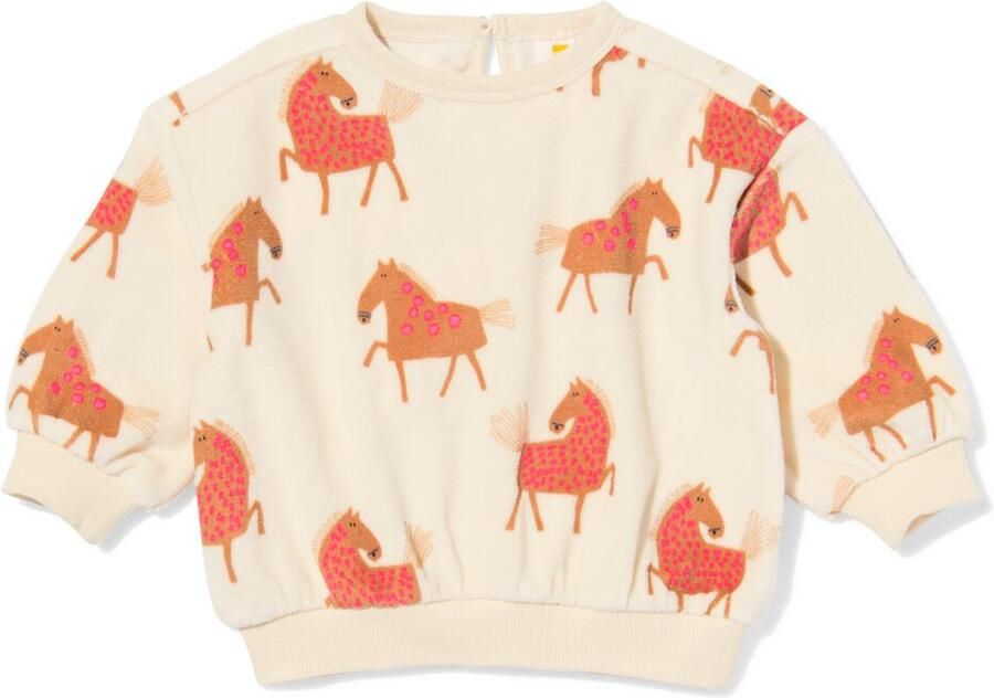 HEMA Babysweater Velours Paarden Ecru (ecru) - Foto 2