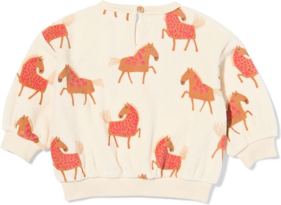 HEMA Babysweater Velours Paarden Ecru (ecru)