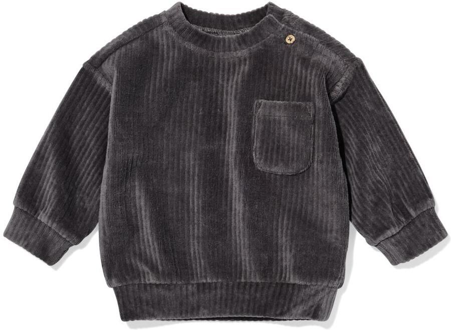 HEMA Babysweater Velours Rib Grijs (grijs)