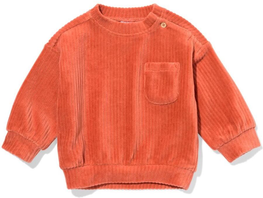 HEMA Babysweater Velours Rib Roze (roze)