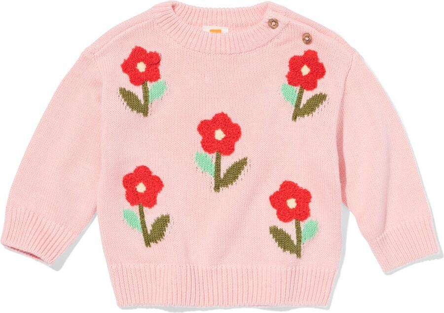 HEMA Babytrui Fijngebreid Bloemen Lichtroze (lichtroze) - Foto 2