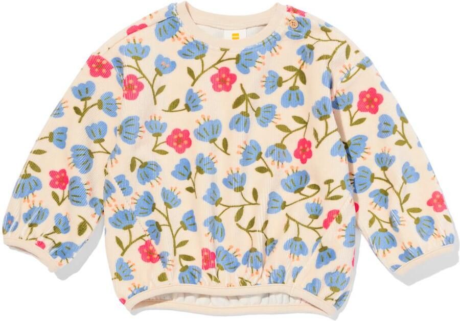 HEMA Babytrui Rib Velours Bloemen Ecru (ecru)