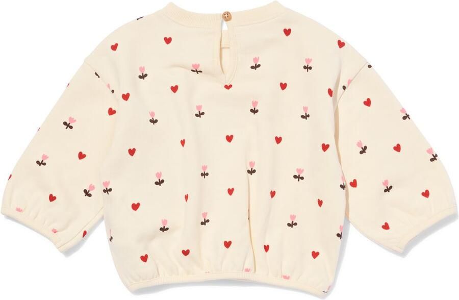 HEMA Babytrui Sweatstof Hartjes Bloemen Ecru (ecru) - Foto 2