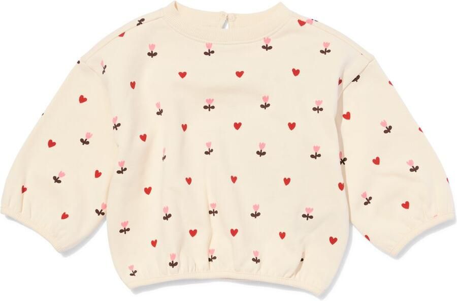 HEMA Babytrui Sweatstof Hartjes Bloemen Ecru (ecru)