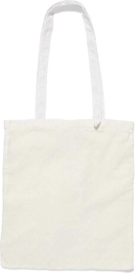 HEMA Canvas Tas 42x36cm Ruiten (wit)