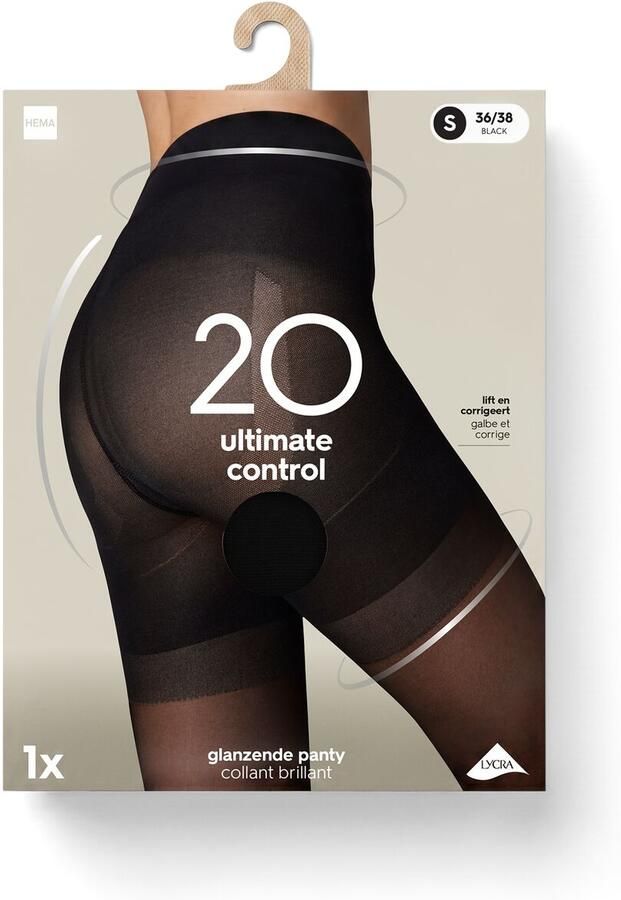 HEMA Corrigerende Panty Ultimate Control 20 Denier Glans Zwart - Foto 2