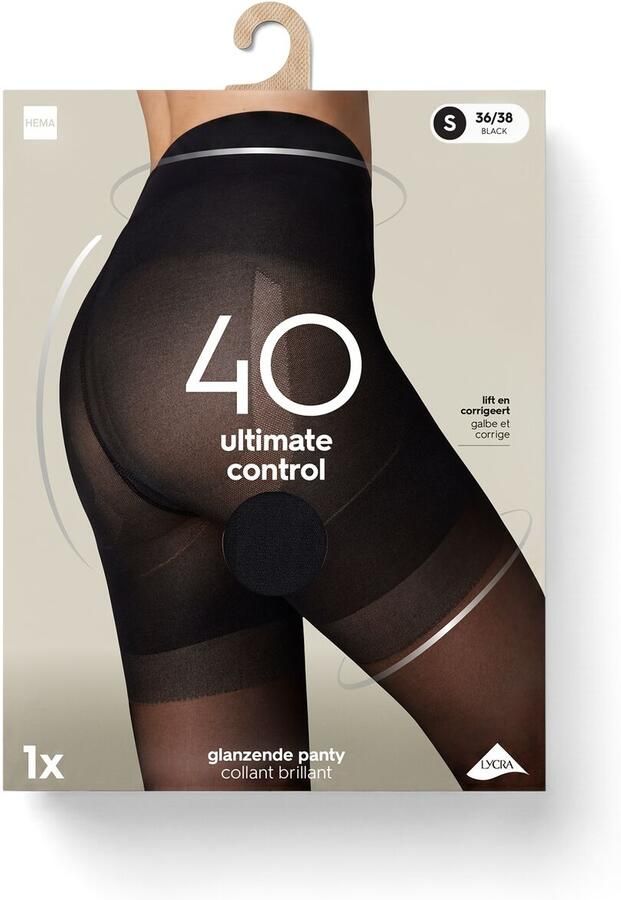 HEMA Corrigerende Panty Ultimate Control 40 Denier Glans Zwart (zwart)