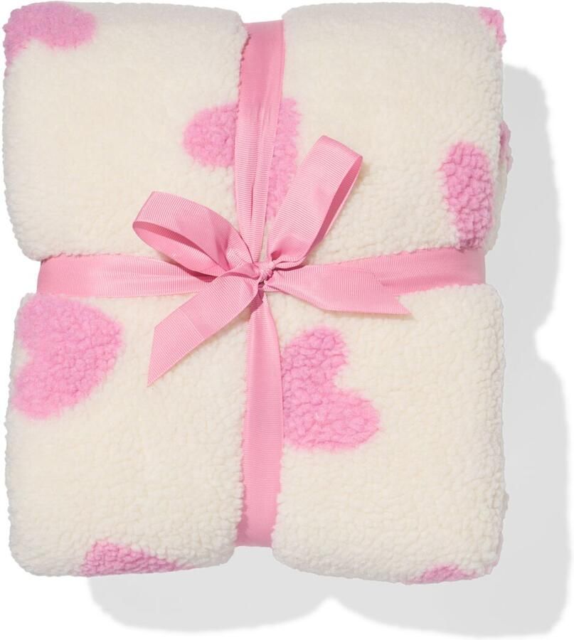 HEMA Dames Bankponcho One Size Fleece Met Capuchon En Zakken Hartjes