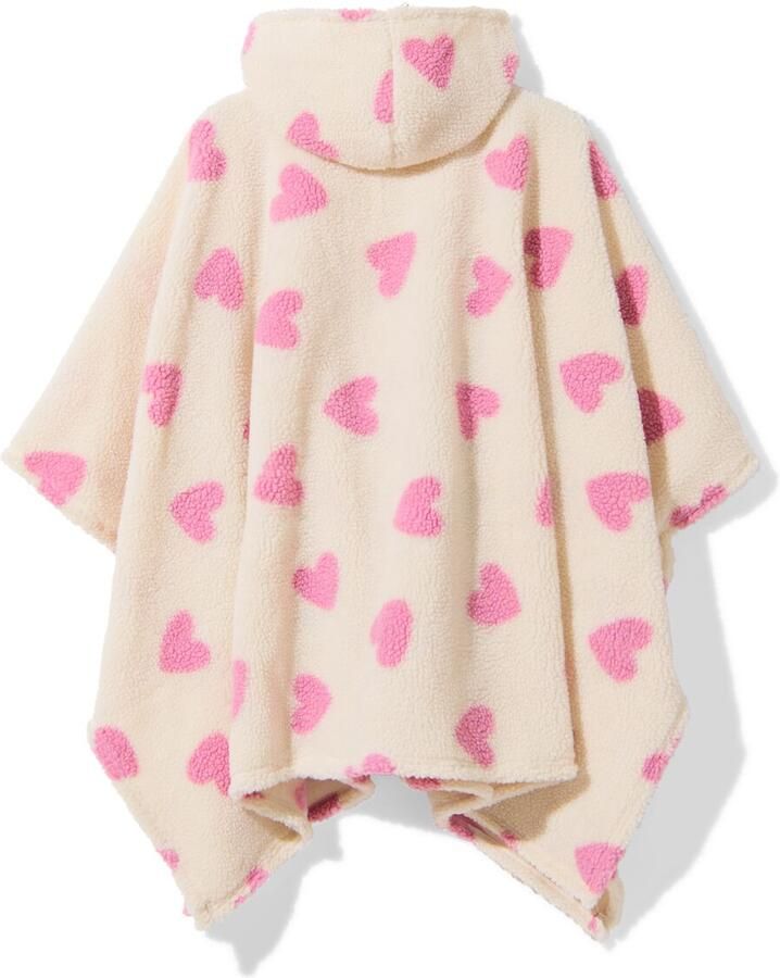 HEMA Dames Bankponcho One Size Fleece Met Capuchon En Zakken Hartjes - Foto 2