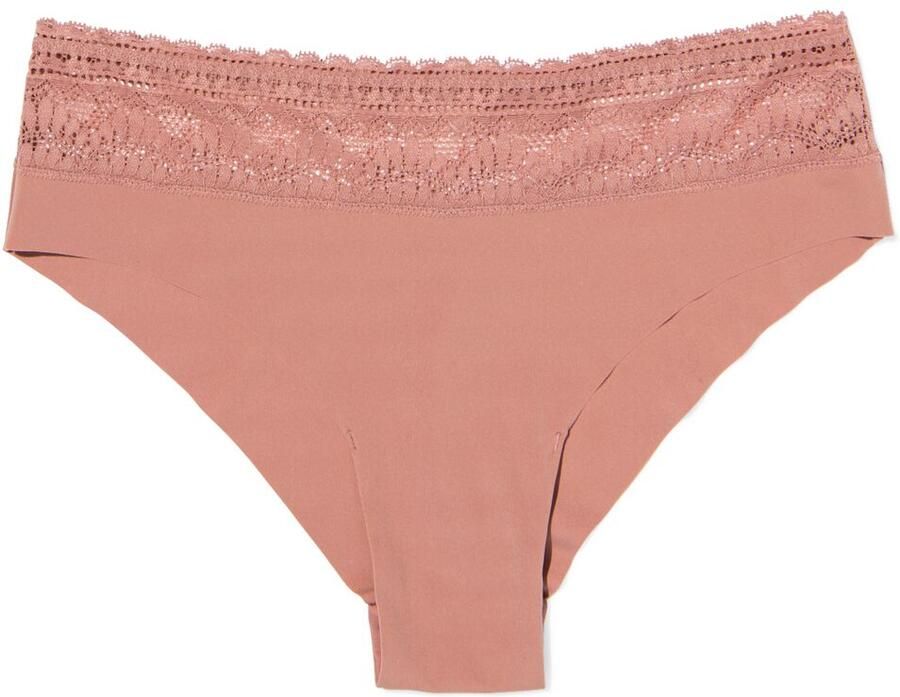 HEMA Dames Brazilian Micro Met Kanten Tailleband Lichtbruin (lichtbruin)