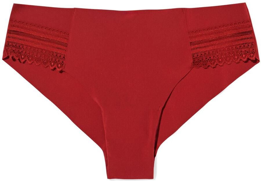 HEMA Dames Brazilian Micro Met Kanten Inzet Donkerrood (donkerrood)