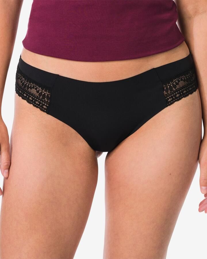 HEMA Dames Brazilian Micro Met Kanten Inzet Zwart