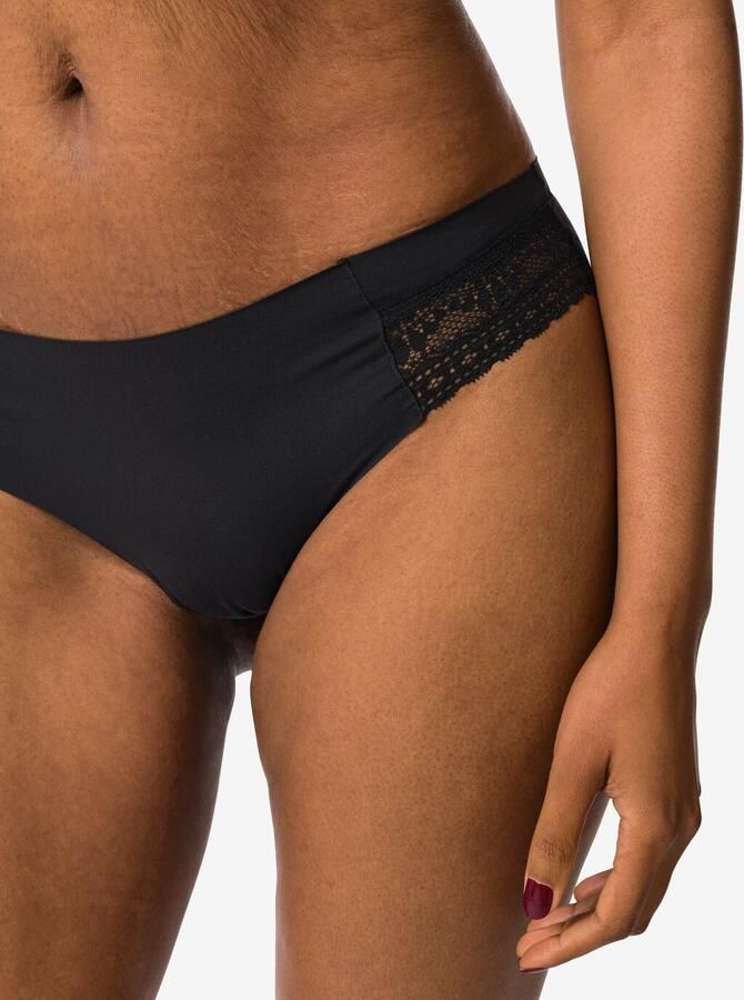 HEMA Dames Brazilian Micro Met Kanten Inzet Zwart (zwart)
