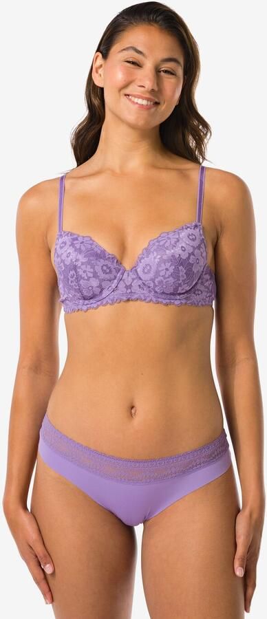 HEMA Dames Brazilian Micro Met Kanten Tailleband Lichtpaars (lichtpaars) - Foto 2