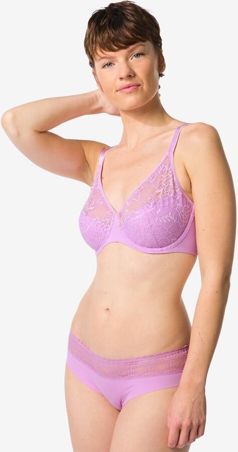 HEMA Dames Brazilian Micro Met Kanten Tailleband Paars (paars)