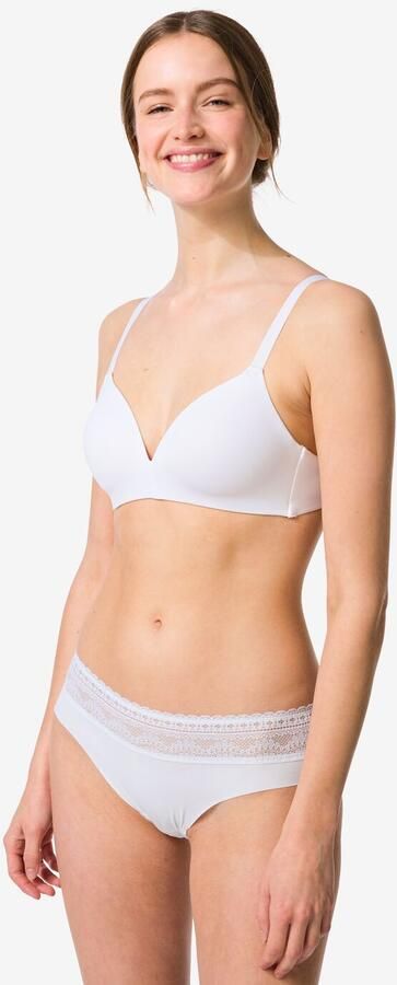 HEMA Dames Brazilian Micro Met Kanten Tailleband Wit (wit)