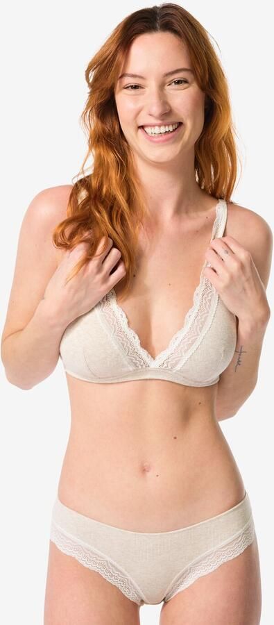 HEMA Dames Brazilian Rib Met Kant Naturel (naturel) - Foto 2