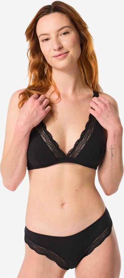 HEMA Dames Brazilian Rib Met Kant Zwart (zwart) - Foto 2