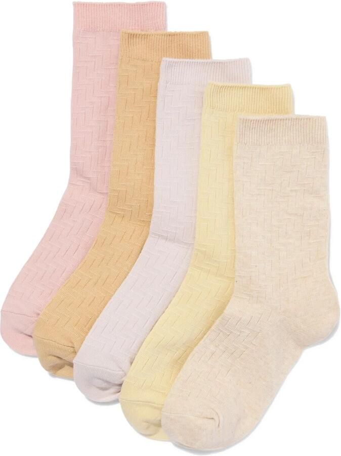 HEMA Dames Crewsokken Grafisch 5 Paar Beige