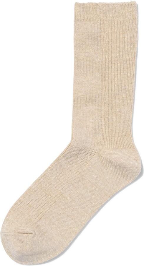 HEMA Dames Crewsokken Rib Glitter Beige