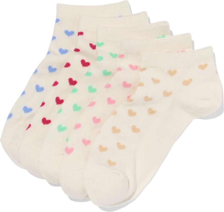 HEMA Dames Enkelsokken Hartjes 5 Paar Beige (beige)