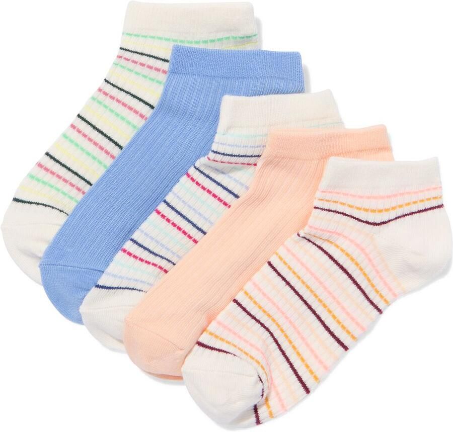 HEMA Dames Enkelsokken Rib Strepen 5 Paar Multicolor (multicolor)