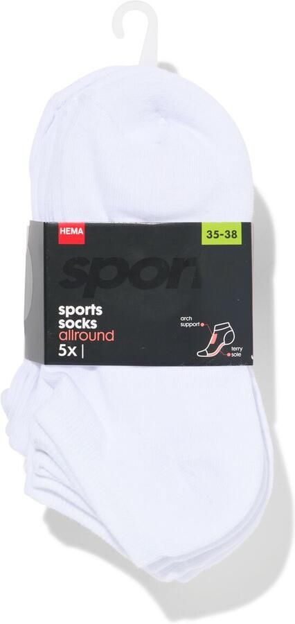 HEMA Dames Enkelsokken Sport Allround Met Badstof 5 Paar Wit (wit)