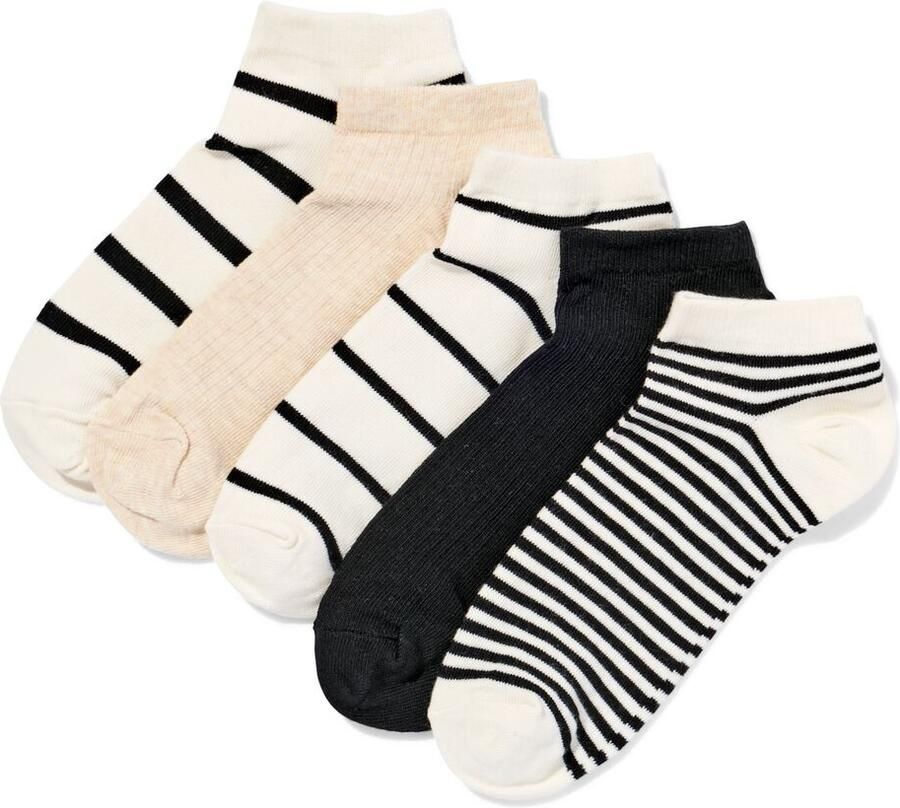 HEMA Dames Enkelsokken Strepen 5 Paar Beige (beige) - Foto 2