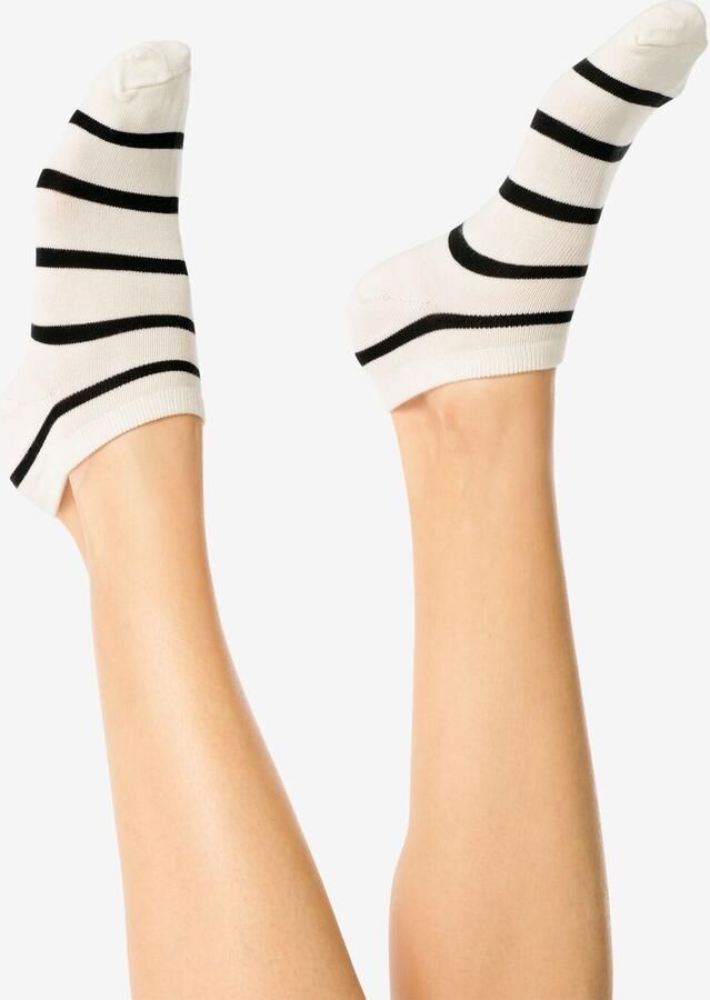 HEMA Dames Enkelsokken Strepen 5 Paar Beige (beige)