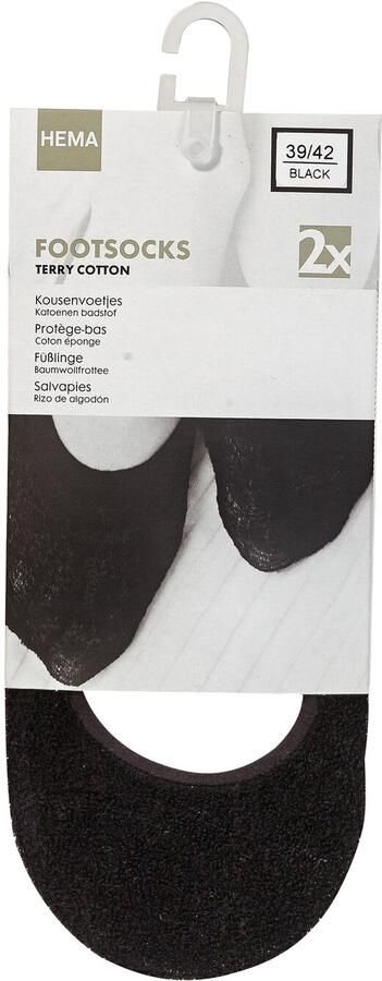 HEMA Dames Footies Badstof 2 Paar Zwart (zwart)