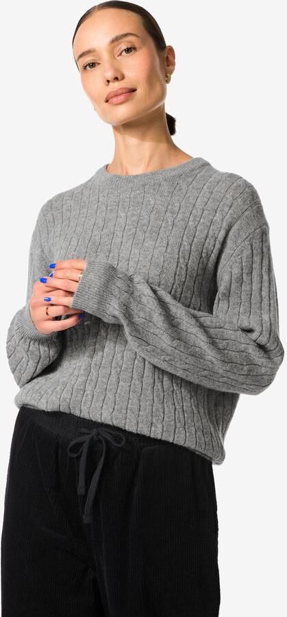 HEMA Dames Kabeltrui Fiep Grijsmelange (grijsmelange) - Foto 2