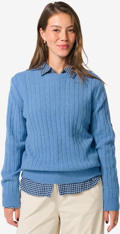 HEMA Dames Kabeltrui Fiep Lichtblauw (lichtblauw)