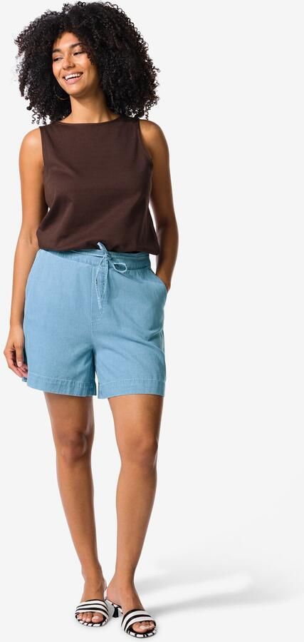 HEMA Dames Korte Broek Lila Tencel Middenblauw (middenblauw) - Foto 2
