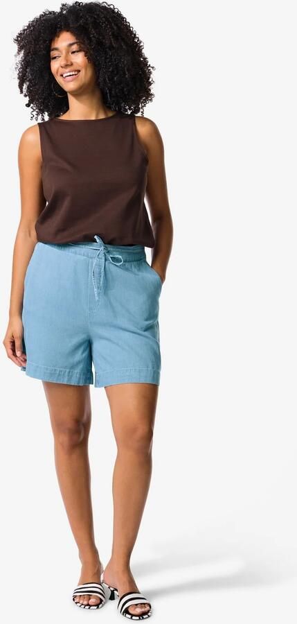 HEMA Dames Korte Broek Lila Tencel Middenblauw (middenblauw)