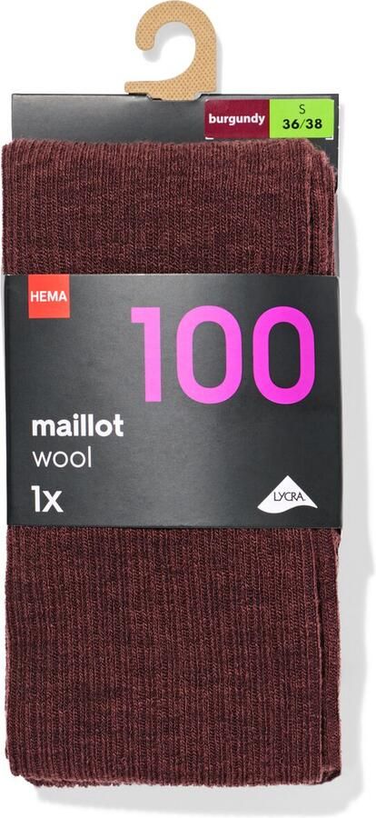 HEMA Dames Maillot 100denier Wol Bordeauxrood (bordeauxrood) - Foto 2