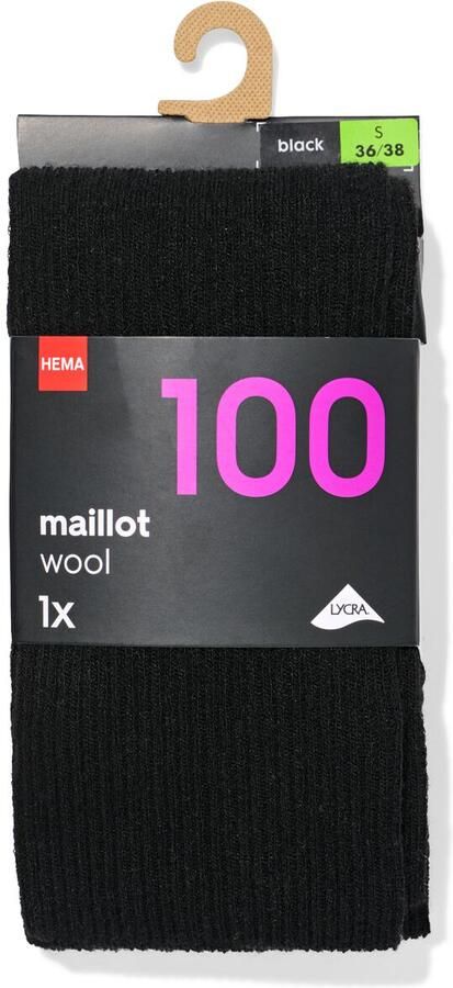 HEMA Dames Maillot 100denier Wol Zwart (zwart) - Foto 4