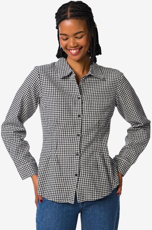 HEMA Dames Overshirt Donna Flanel Ruiten Zwart wit (zwart wit) - Foto 2