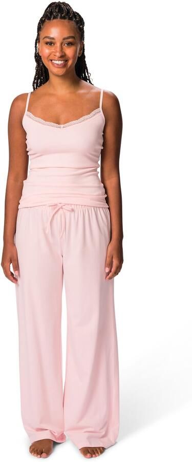 HEMA Dames Pyjamabroek Wide Fit Katoen Jersey Lichtroze (lichtroze)