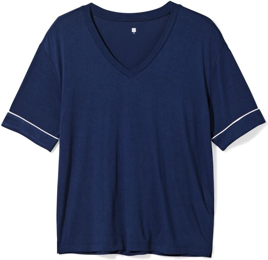 HEMA Dames Pyjamatop Viscose Donkerblauw (donkerblauw)