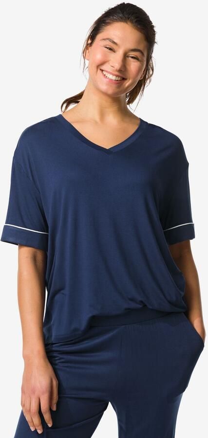 HEMA Dames Pyjamatop Viscose Donkerblauw (donkerblauw) - Foto 4