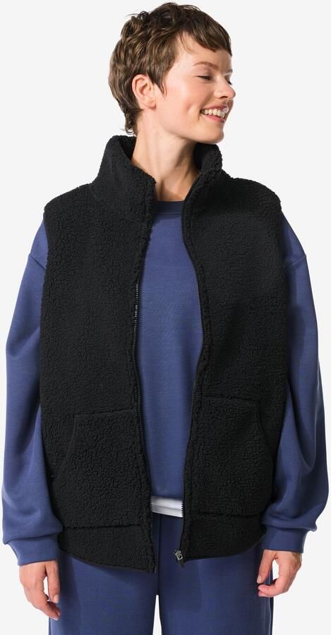 HEMA Dames Sherpa Bodywarmer Zwart (zwart)