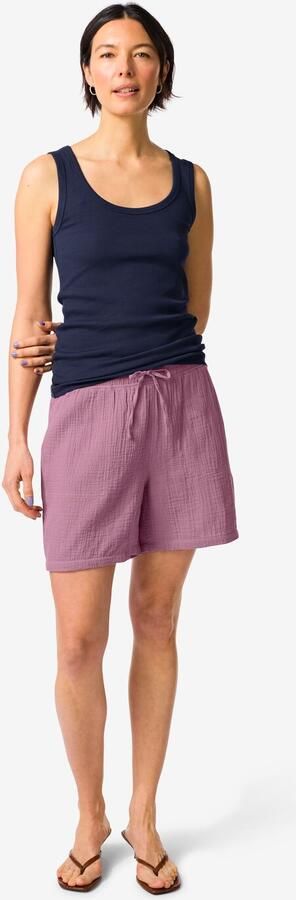 HEMA Dames Short Kai Relaxed Fit Mousseline Paars (paars)