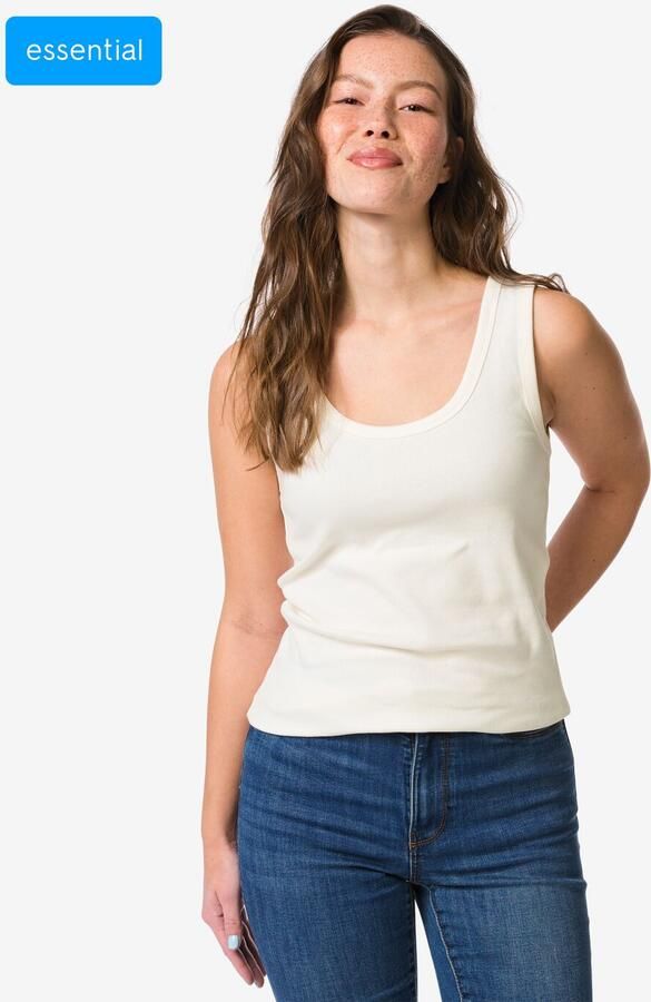 HEMA Dames Singlet Anouk Met Ribbels Wit (wit) - Foto 2