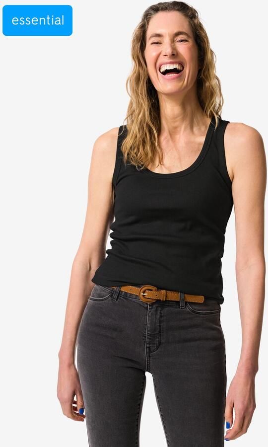 HEMA Dames Singlet Anouk Met Ribbels Zwart (zwart) - Foto 2