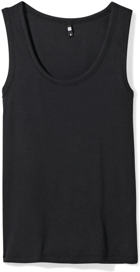 HEMA Dames Singlet Anouk Met Ribbels Zwart (zwart)