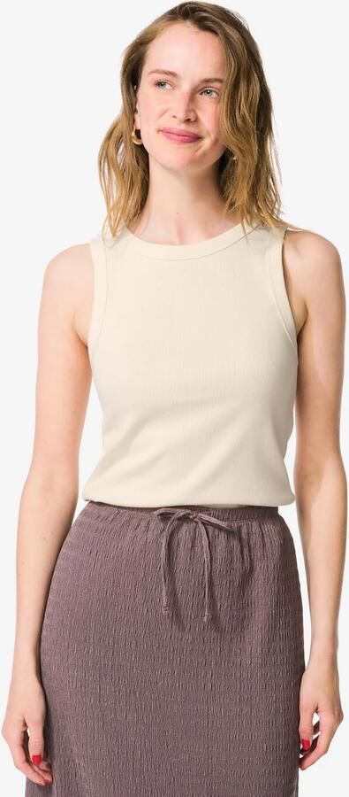 HEMA Dames Singlet Dania Rib Gebroken Wit (gebroken wit)