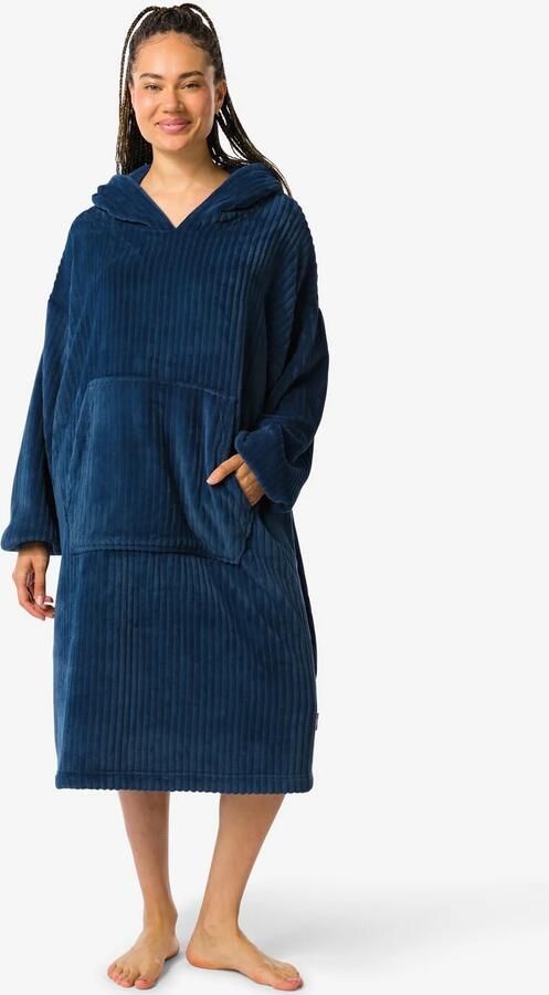 HEMA Dames Snuggle Hoodie Fleece Rib Blauw - Foto 2