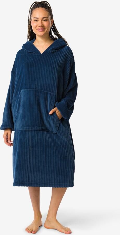 HEMA Dames Snuggle Hoodie Fleece Rib Blauw